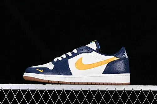 All categories Air Jordan Jordan series basketball shoes Air Jordan 1 Low Air Jordan 1 Low OG AJ1 Joe 1 white blue and yellow hook burst pattern low-top cultural casual sneakers CZ0790-407